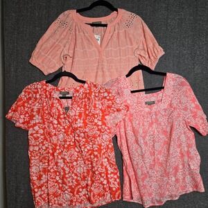 3x Style & Co Women's Tops Summer Spring Short Sleeve Pink Floral NWT Small